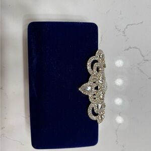 Elegant Blue Clutch with Gold Accents